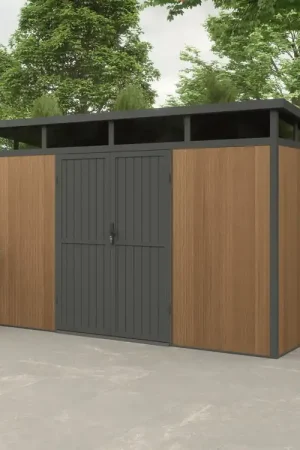 Direct Beschikbaar Blokhut Composiet Modern Teak - 345 x 215 cm